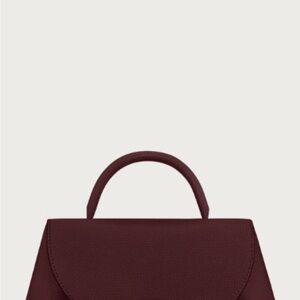 polene numero un nano textured leather handbag in burgundy